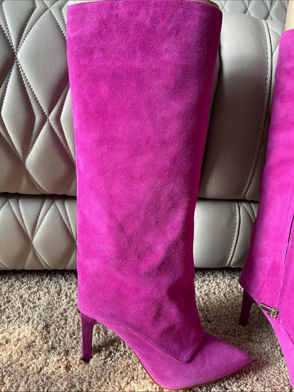 Jessica Simpson Fuchsia Suede Knee-High Stiletto Boots - Picture 3 of 14